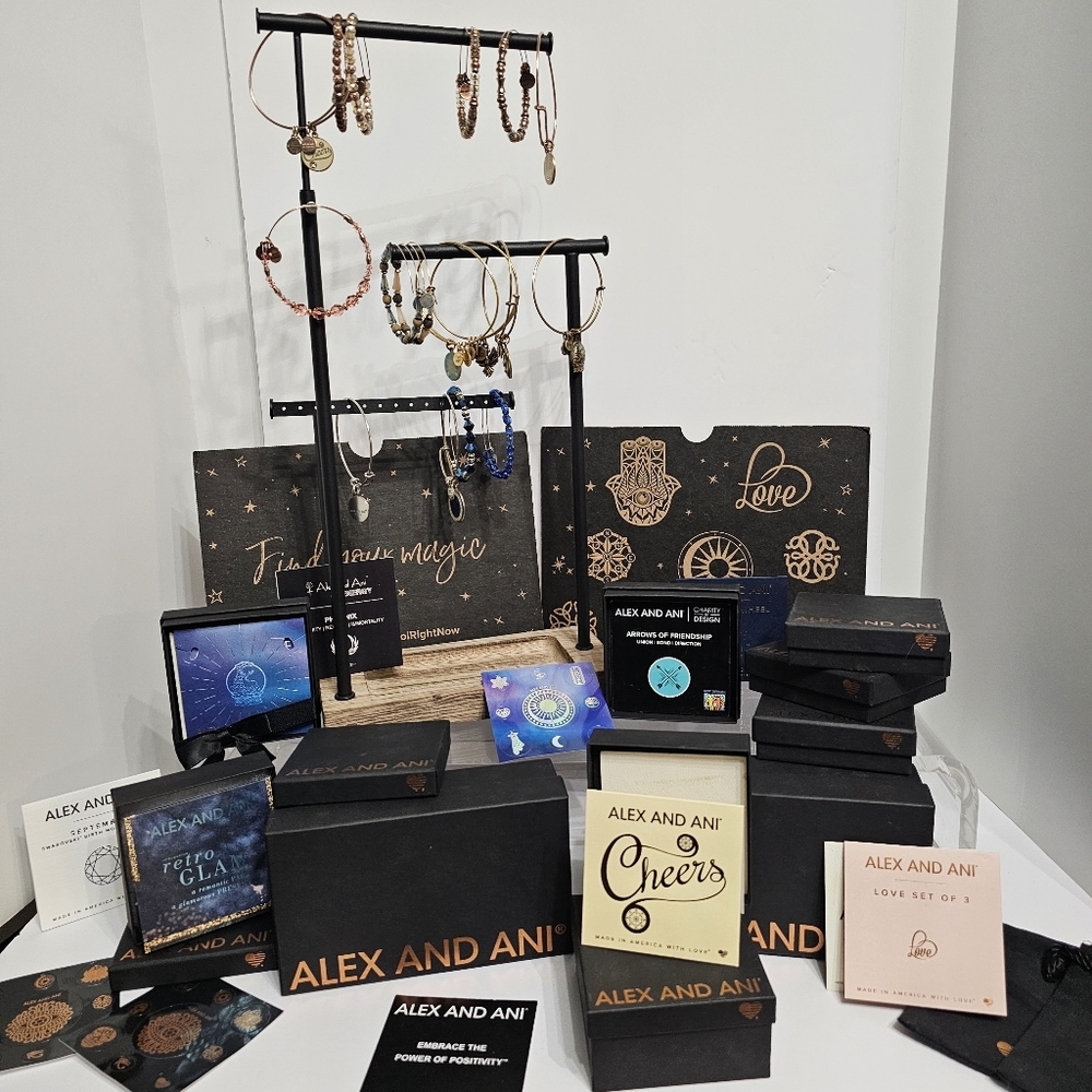 Alex & Ani 17 Bangles, Love & Cheers Sets, Swarovski Crystals, Boxes Stickers!